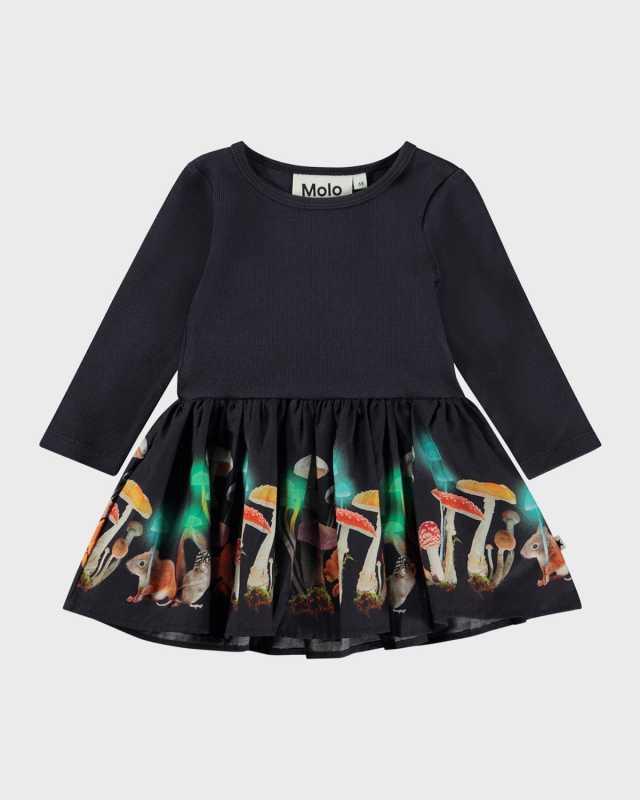 Girl's Candi Mushroom-Graphic Combo Dress, Size 6M-
